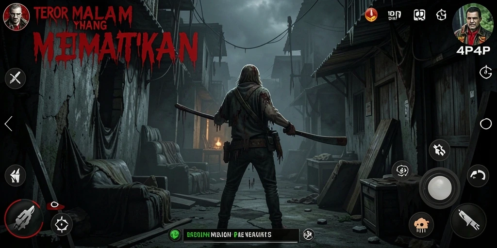 Screenshot gameplay menegangkan dari 4P4P di malam hari.