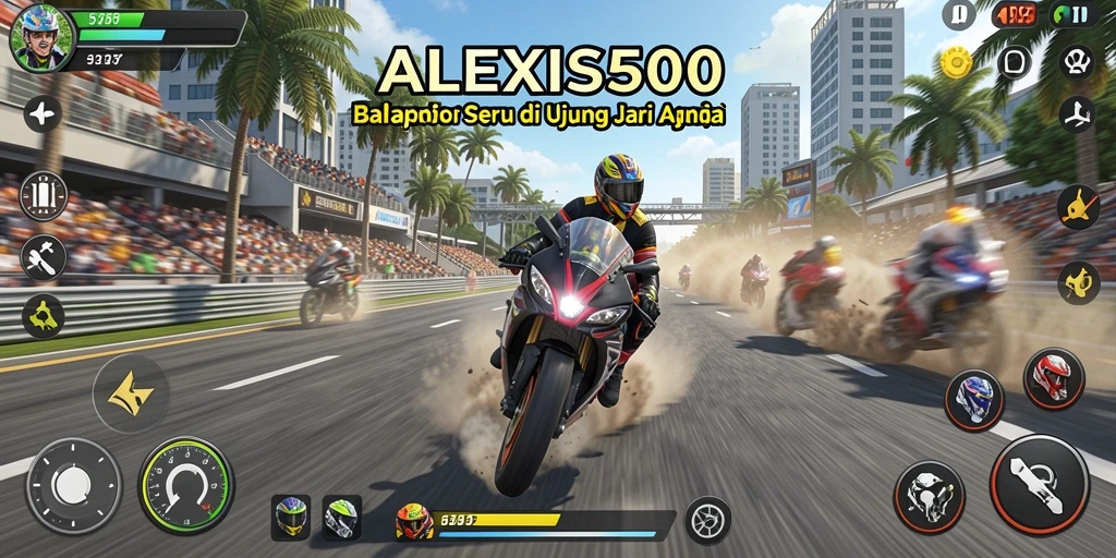 Gameplay balapan motor yang mendebarkan dalam ALEXIS500.