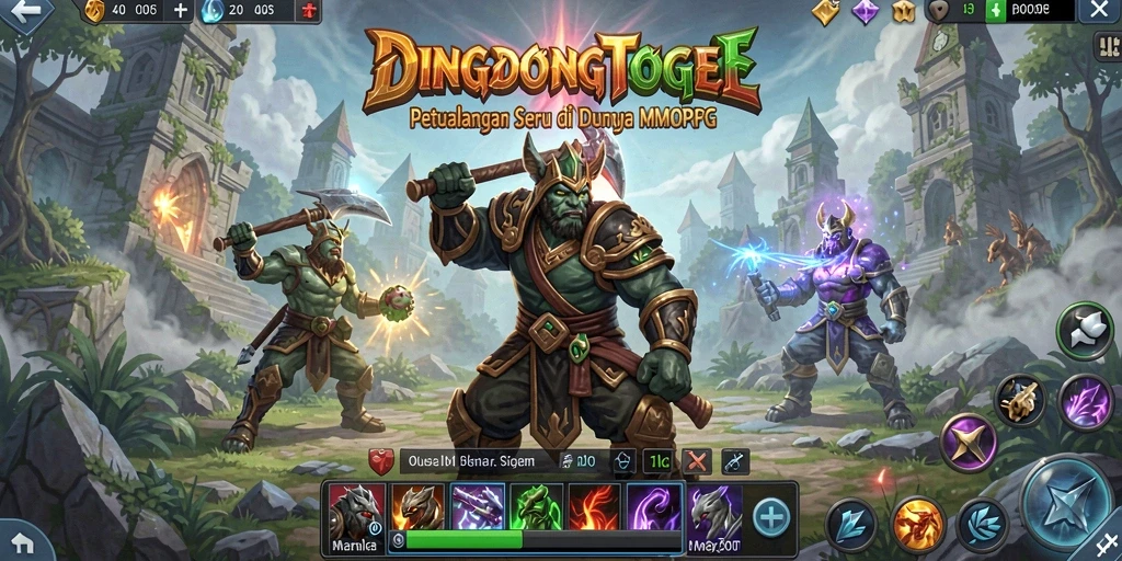 Screenshot menampilkan aksi seru dalam gameplay MMORPG DINGDONGTOGEL.