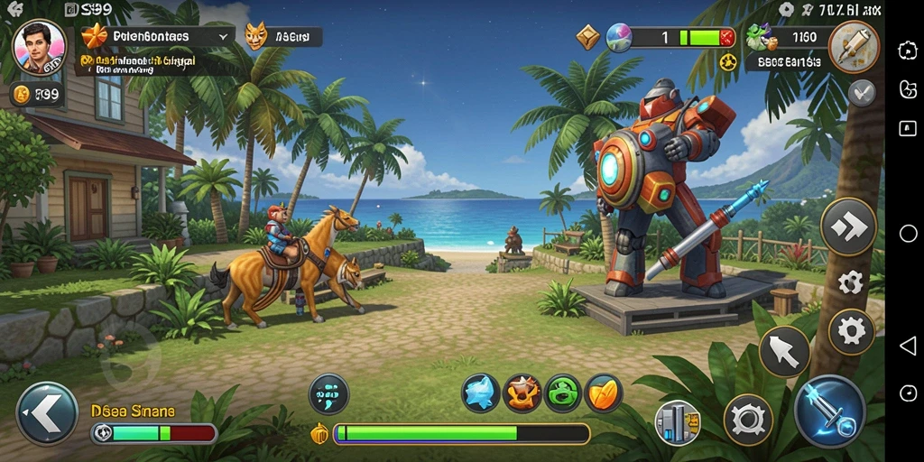 Screenshot gameplay DS99 menunjukkan aksi seru dan colorful