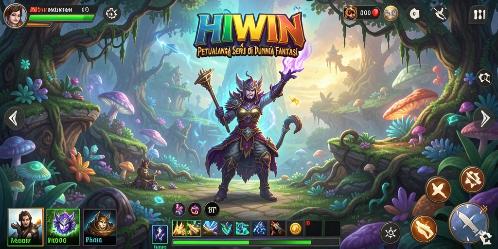 Gameplay seru HIWIN yang menampilkan pertempuran epik di dunia fantasi.