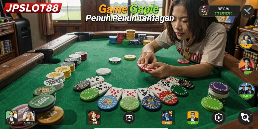 Screenshot gameplay JPSLOT88 menampilkan keseruan bermain Gaple.