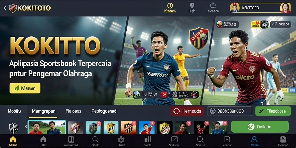 Tampilan utama gameplay KOKITOTO dengan berbagai pilihan taruhan olahraga.